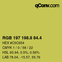 カラーコード: RGB 197 198.8 84.4 | qconv.com