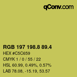 カラーコード: RGB 197 198.8 89.4 | qconv.com