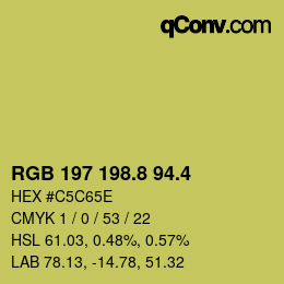 カラーコード: RGB 197 198.8 94.4 | qconv.com