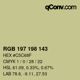 Color code: RGB 197 198 143 | qconv.com