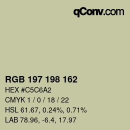 カラーコード: RGB 197 198 162 | qconv.com