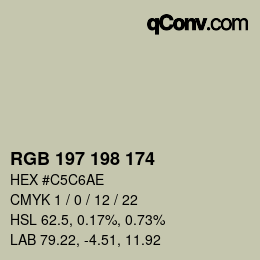 カラーコード: RGB 197 198 174 | qconv.com