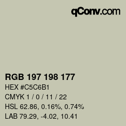 Código de color: RGB 197 198 177 | qconv.com