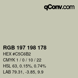 Color code: RGB 197 198 178 | qconv.com