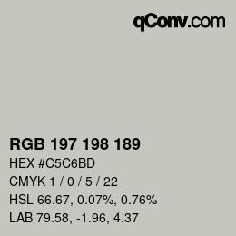 Color code: RGB 197 198 189 | qconv.com