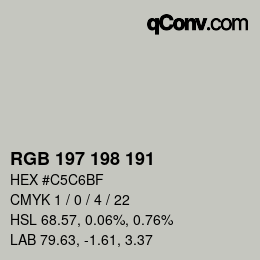 Color code: RGB 197 198 191 | qconv.com