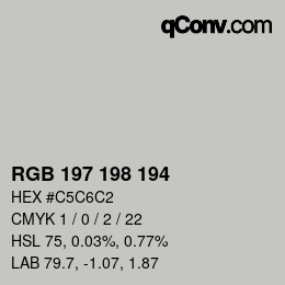 カラーコード: RGB 197 198 194 | qconv.com