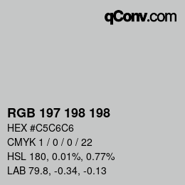 Color code: RGB 197 198 198 | qconv.com