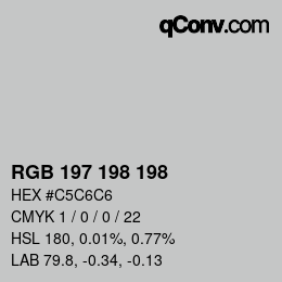 カラーコード: RGB 197 198 198 | qconv.com