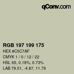 カラーコード: RGB 197 199 175 | qconv.com