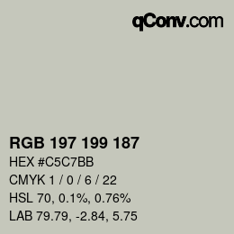 カラーコード: RGB 197 199 187 | qconv.com