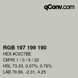 Color code: RGB 197 199 190 | qconv.com