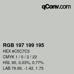 カラーコード: RGB 197 199 195 | qconv.com