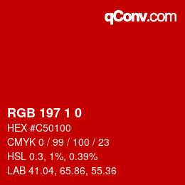 カラーコード: RGB 197 1 0 | qconv.com