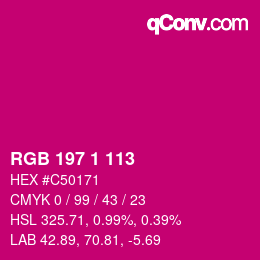 Color code: RGB 197 1 113 | qconv.com