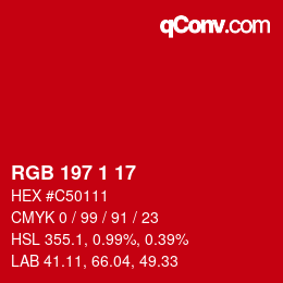 Color code: RGB 197 1 17 | qconv.com