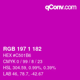 Color code: RGB 197 1 182 | qconv.com