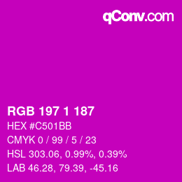 Color code: RGB 197 1 187 | qconv.com