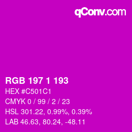 Color code: RGB 197 1 193 | qconv.com