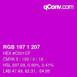 Color code: RGB 197 1 207 | qconv.com