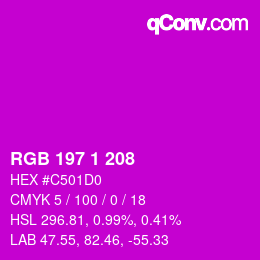 Color code: RGB 197 1 208 | qconv.com