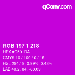 Color code: RGB 197 1 218 | qconv.com