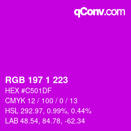 Color code: RGB 197 1 223 | qconv.com