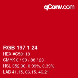 Color code: RGB 197 1 24 | qconv.com