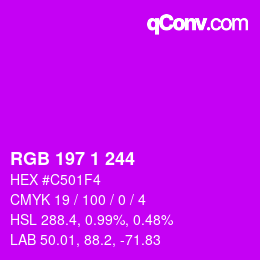 Color code: RGB 197 1 244 | qconv.com