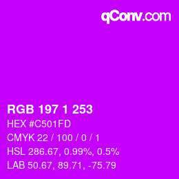 Color code: RGB 197 1 253 | qconv.com