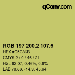 カラーコード: RGB 197 200.2 107.6 | qconv.com