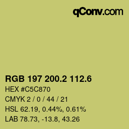 カラーコード: RGB 197 200.2 112.6 | qconv.com