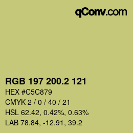 カラーコード: RGB 197 200.2 121 | qconv.com