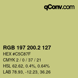 カラーコード: RGB 197 200.2 127 | qconv.com