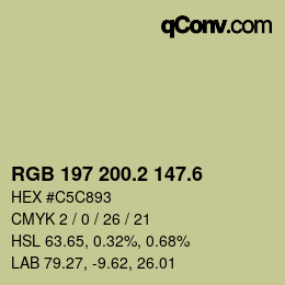 カラーコード: RGB 197 200.2 147.6 | qconv.com