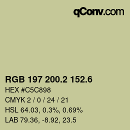 カラーコード: RGB 197 200.2 152.6 | qconv.com