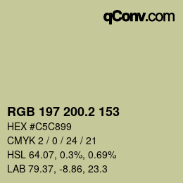 カラーコード: RGB 197 200.2 153 | qconv.com