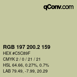 カラーコード: RGB 197 200.2 159 | qconv.com