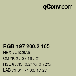 カラーコード: RGB 197 200.2 165 | qconv.com