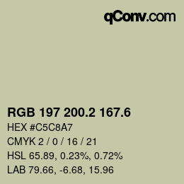 カラーコード: RGB 197 200.2 167.6 | qconv.com