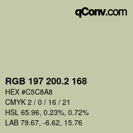 カラーコード: RGB 197 200.2 168 | qconv.com