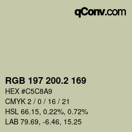 カラーコード: RGB 197 200.2 169 | qconv.com