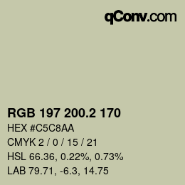 カラーコード: RGB 197 200.2 170 | qconv.com
