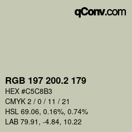 カラーコード: RGB 197 200.2 179 | qconv.com