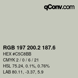 カラーコード: RGB 197 200.2 187.6 | qconv.com