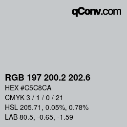 カラーコード: RGB 197 200.2 202.6 | qconv.com