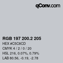 カラーコード: RGB 197 200.2 205 | qconv.com