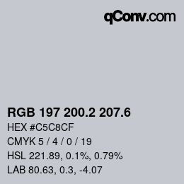 カラーコード: RGB 197 200.2 207.6 | qconv.com