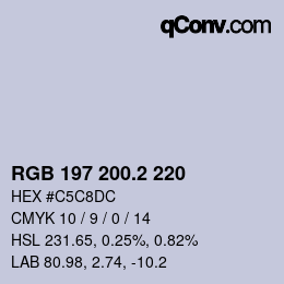 カラーコード: RGB 197 200.2 220 | qconv.com