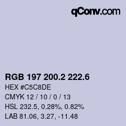 カラーコード: RGB 197 200.2 222.6 | qconv.com